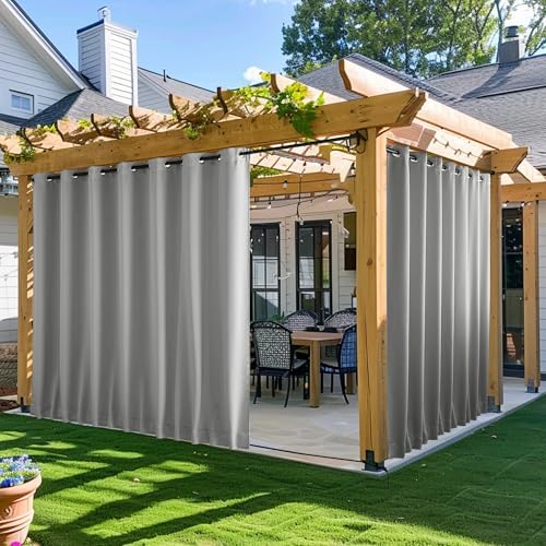 NICETOWN Gazebo Curtains Outdoor Waterproof W100 x L84 in Silver Grey by NICETOWN