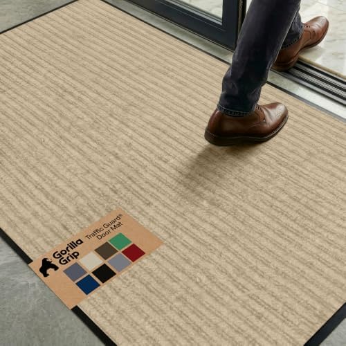 GORILLA GRIP Traffic Guard Indoor Outdoor Heavy Duty Door Mat, 72x48 Beige by GorillaGrip