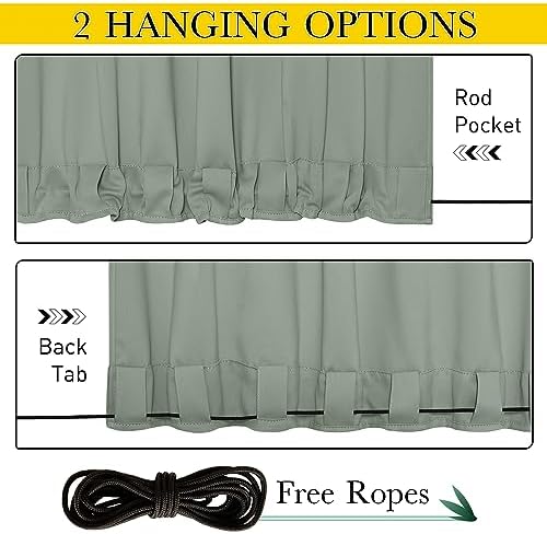 NICETOWN Gazebo Curtains Outdoor Waterproof W100 x L84 in Sage Green - Image 2