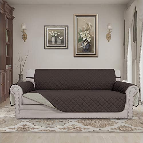 Easy-Going Reversible Couch Cover, 3 Cushion Sofa, Chocolate/Beige - Image 2