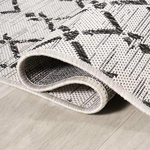JONATHAN Y Moroccan Geometric Indoor Outdoor Area Rug 9X12 Cream/Black - Image 6
