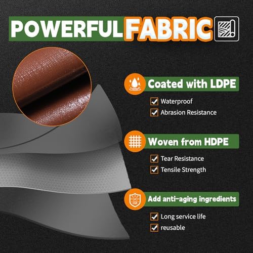 RAINDEWAY Tarp 4x20Ft Brown Tarps Heavy Duty Waterproof 18Mil Extra Thick - Image 3
