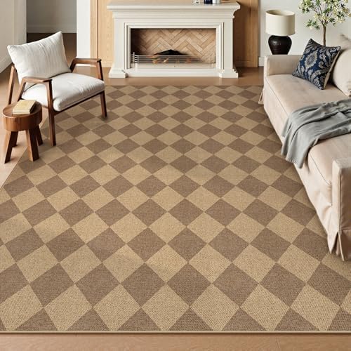 Lahome Checkered Easy Jute Dining Room Rug, 9x12 Outdoor Area Rugs Washable - Image 3
