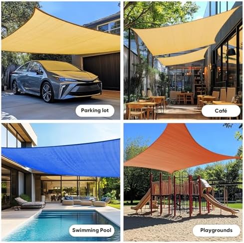 Quictent Sun Shade Sail for Patio w/Hardware Kit 185GSM 24x24ft Brown - Image 3