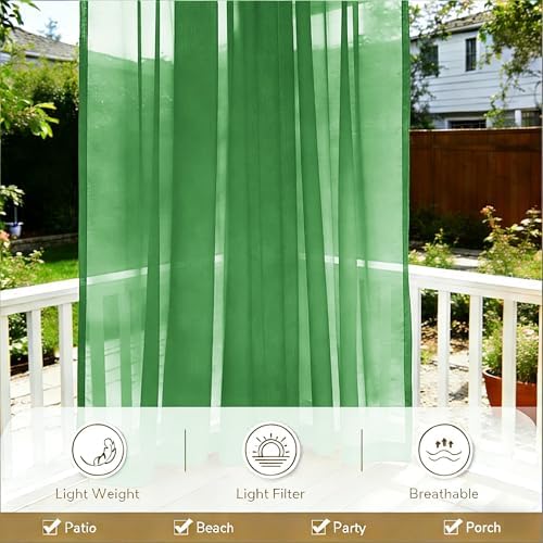 Outdoor Sheer Curtains for Patio Waterproof, 2 Panels Rod Pocket Indoor/Outdoor - Image 5