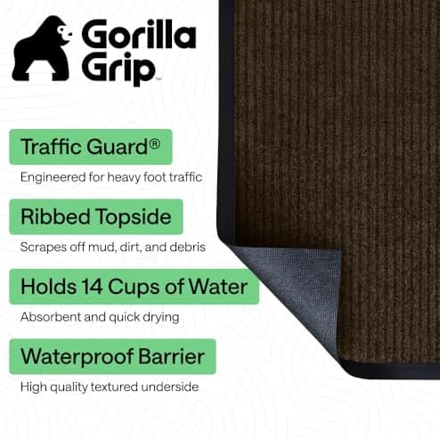 GORILLA GRIP Traffic Guard Indoor Outdoor Heavy Duty Door Mat, 72x48 Brown - Image 2