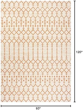 JONATHAN Y Moroccan Geometric Indoor Outdoor Area Rug 8X10 Cream/Orange - Image 2