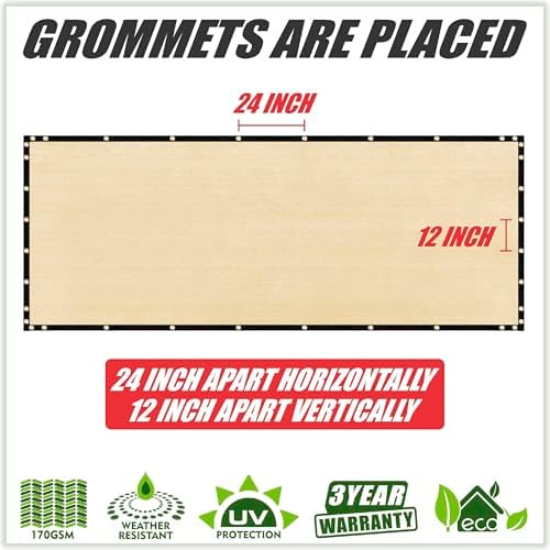 Colour Tree 6' x 21' Beige Fence Privacy Screen, 90% Blockage Windscreen - Image 2