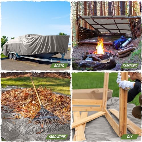 RUGGED RHINO Heavy Duty Waterproof Tarp, Reinforced Corners 2 Pk 6x8 Silver - Image 6