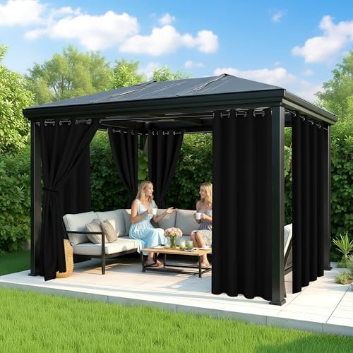 Black Outdoor Curtains for Patio Waterproof, 8 Drape Panels - Image 4