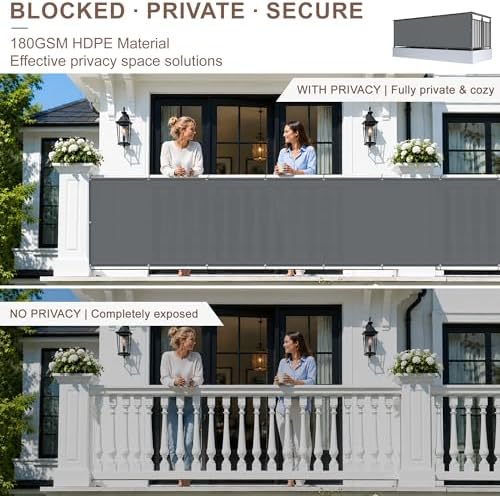 SUNNY GUARD 3' x 16' Balcony Privacy Screen, HDPE Patio Railing Cover Fence - Image 3