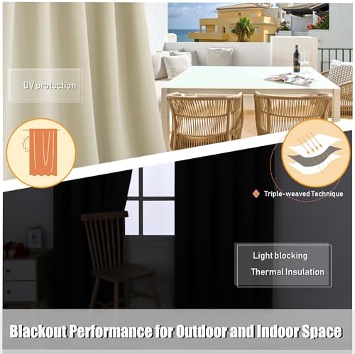 BONZER Outdoor Curtains for Patio Waterproof Weighted Blackout Blinds - Image 5