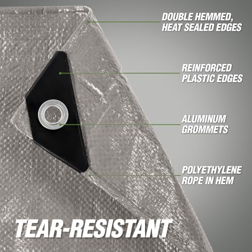 RUGGED RHINO Heavy Duty Waterproof Tarp Reinforced Corners 1Pk 10x10 Silver - Image 4