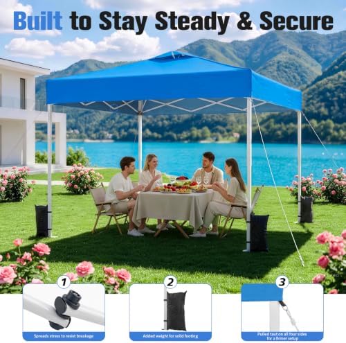 10x10 Pop Up Canopy Tent with Dual Vented Roof, One Push Setup - Image 6