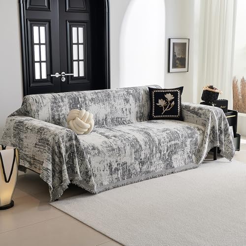 MYSKY HOME Sectional Couch Cover Deep Grey Abstract Geometric Sofa Covers - Image 2