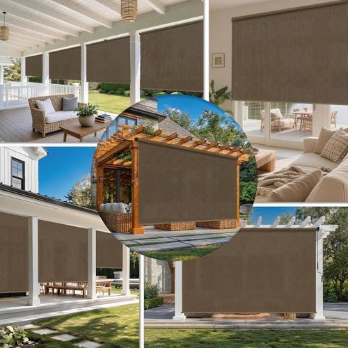 Outdoor Roller Shades for Patio 8'Wx6'H Mocha, 90% UV Block & Privacy - Image 6