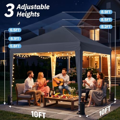 10x10 Pop Up Canopy Tent with 4 Sidewalls, Portable Outdoor Shelter - Image 2