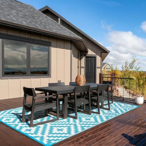Kalafun Outdoor Patio Plastic Straw Rug, 6x9 ft - Image 5