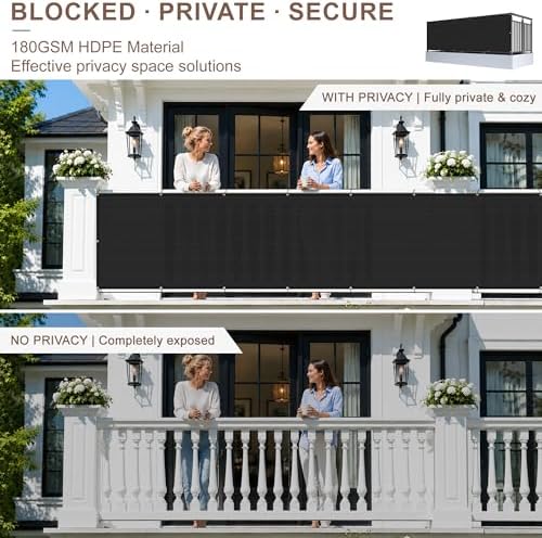 SUNNY GUARD 3' x 8' Balcony Privacy Screen, HDPE Patio Railing Cover Fence - Image 3
