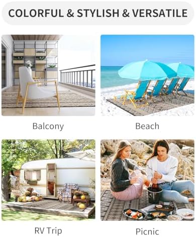 MontVoo Outdoor Rug Carpet Waterproof-Patio Rug Mat 8x10 Reversible RV Outdoor - Image 3