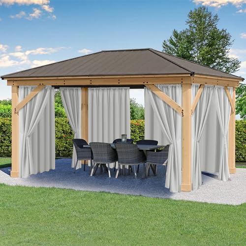 Outdoor Curtains for Patio Waterproof Rod Pocket 6 Pcs 54x84 Silver Grey by HolidayIdeas