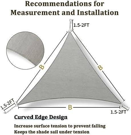 Shade&Beyond 18'X18'X18' Sun Shade Sail Light Grey Triangle - Image 5