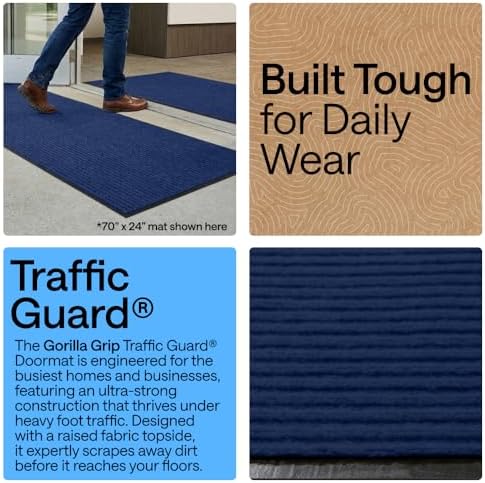 GORILLA GRIP Traffic Guard Indoor Outdoor Heavy Duty Door Mat, 35x23 Blue - Image 3