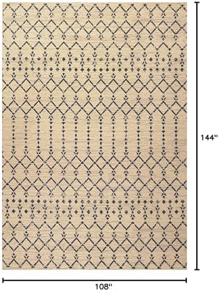 JONATHAN Y Moroccan Geometric Indoor Outdoor Area Rug 9X12 Beige/Navy, Ourika - Image 2