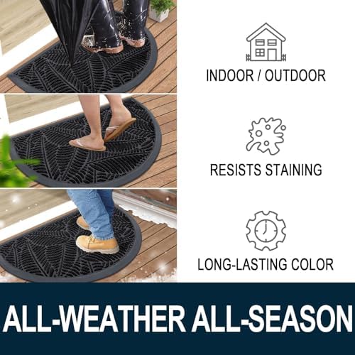 Colorxy Half Circle Waterproof Door Mat, Sturdy Rubber Doormat - Image 4