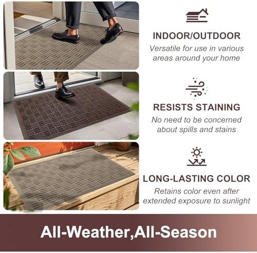 Mibao Front Door Mat Outside Entrance, Heavy Duty Welcome Mat, Stain and Fade - Image 4