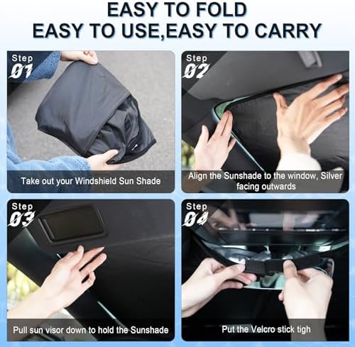 SINGARO Universal 300T Car Windshield Sun Shade, Foldable Reflective - Image 4