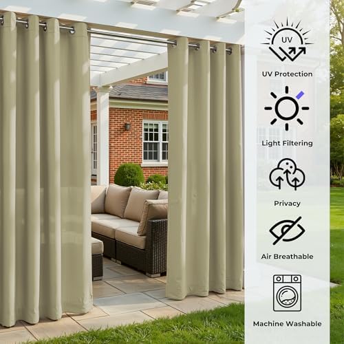 Set of 2 Outdoor Curtains for Patio Waterproof, Breathable Grommet Panels for - Image 4