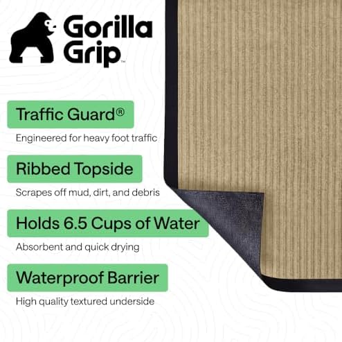 GORILLA GRIP Traffic Guard Indoor Outdoor Heavy Duty Door Mat, 47x35 Beige - Image 2