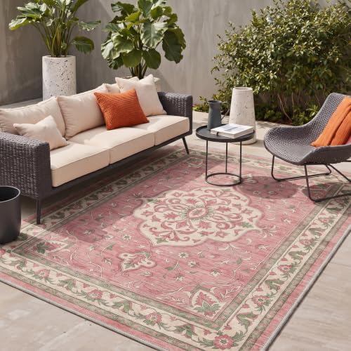 GENIMO 8x10 Outdoor Rug, Washable Quick Dry by GENIMO