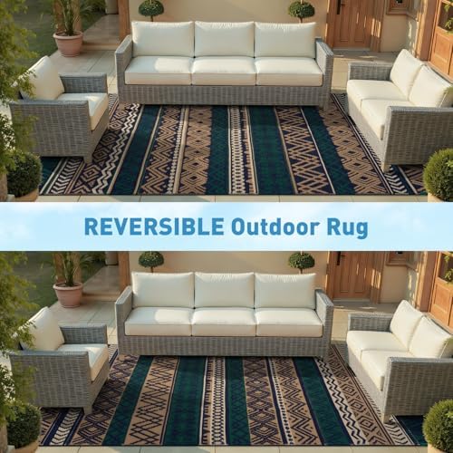 MontVoo Outdoor Rug Carpet Waterproof-Patio Rug Mat 5x8 Reversible RV Outdoor - Image 6