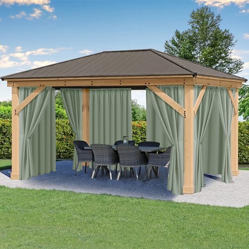 Outdoor Curtains for Patio Waterproof Rod Pocket 6 Pcs 54x84 Sage Green by HolidayIdeas