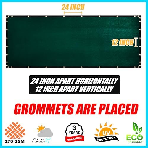 8' x 64' Green Fence Privacy Screen, 90% Blockage Fabric Windscreen Cover - Image 4