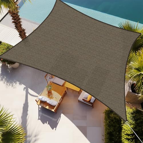 Shade&Beyond 8'X8' Sun Shade Sail Mocha Rectangle by ShadeBeyond