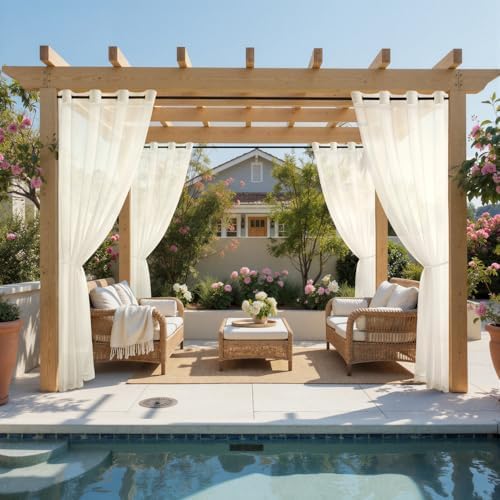 MIULEE Ivory Outdoor Curtain for Patio Waterproof 4 Panels 54 x 96 Inch - Image 2