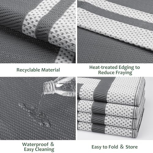 HappyTrends Outdoor Rug Portable Plastic Straw Camping Rugs - Image 4