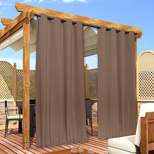 NICETOWN Patio Curtains Outdoor Waterproof W100 x L95 in Tan 2 PCs - Image 6