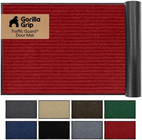 GORILLA GRIP Traffic Guard Indoor Outdoor Heavy Duty Door Mat, 59x24 Red by GorillaGrip