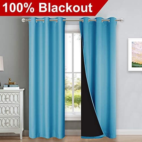 NICETOWN Teal Blue Full Shade Curtain Panels, Pair of Thermal Insulated & - Image 2