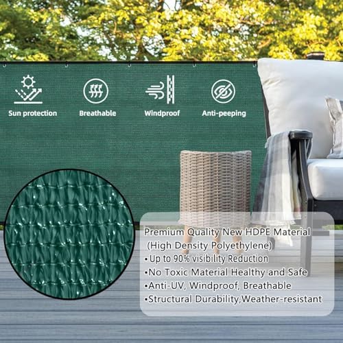 SUNLAX Custom Size 3'x25' Dark Green Balcony Privacy Screen 90% UV Block - Image 2