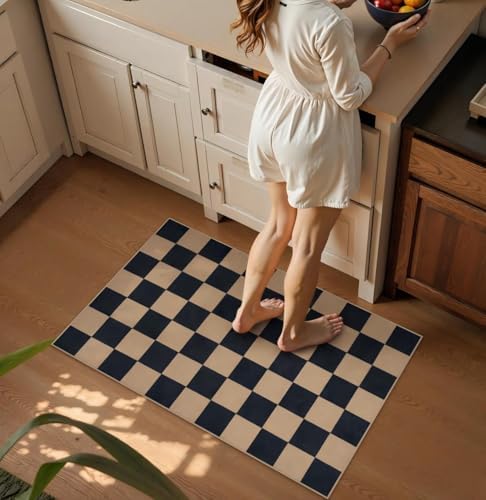 Lahome Checkered Easy Jute Front Door Mat, 2x3 Kitchen Outdoor Rug Washable by Lahome