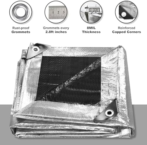 Tarps Waterproof 10x12 Feet, 4 Pack Heavy Duty Silver Tarp Cover 8 Mil Thick - Image 2