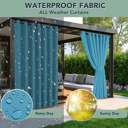 Outdoor Curtains for Patio Waterproof, 6 Drape Panels, Sun Shades - Image 2
