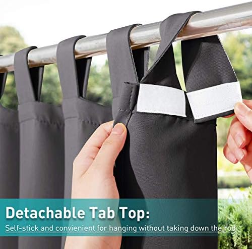 NICETOWN Outdoor Curtain for Patio Waterproof 95 inch Length, Sticky Tab Top - Image 2