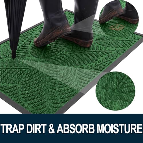 Colorxy Waterproof Front Doormat, Sturdy Natural Rubber Door Mat - Image 2