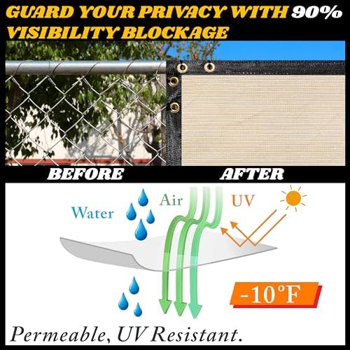 Royal Shade Custom Size 8' x 47' Beige Fence Privacy Screen Windscreen Cover - Image 3